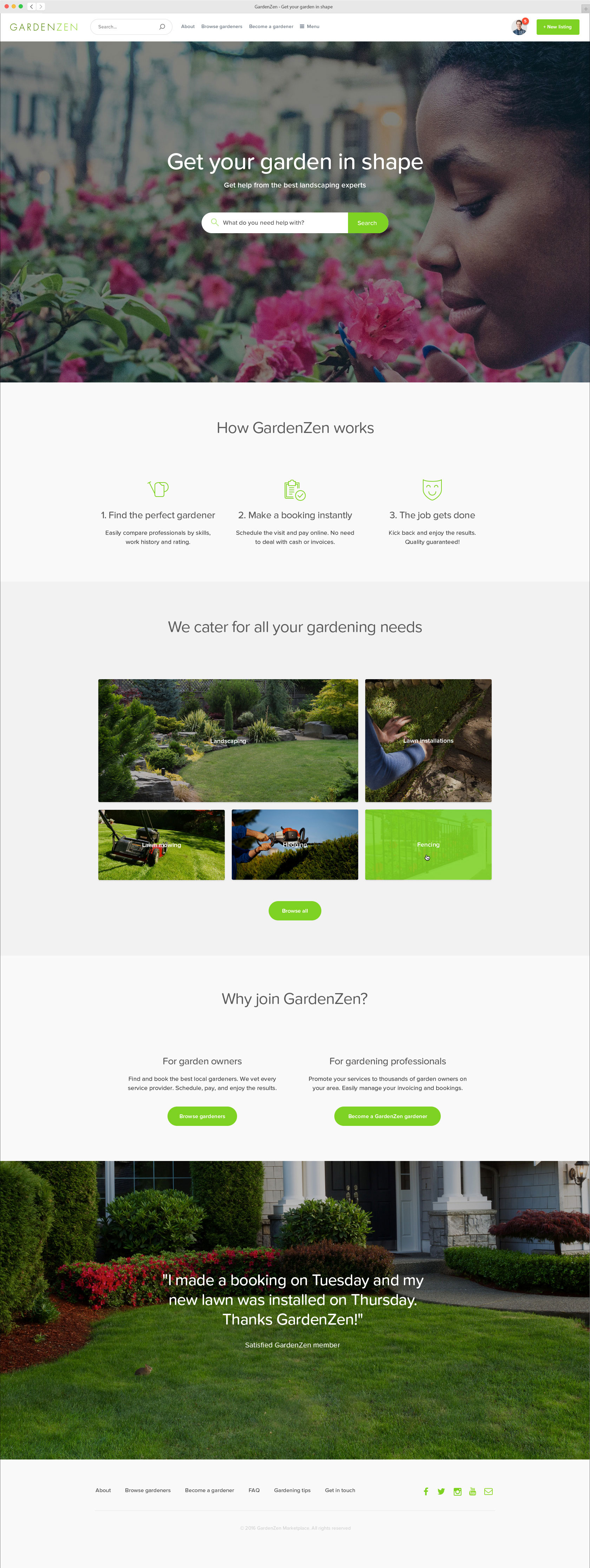 Example of a custom landing page offered by Sharetribe